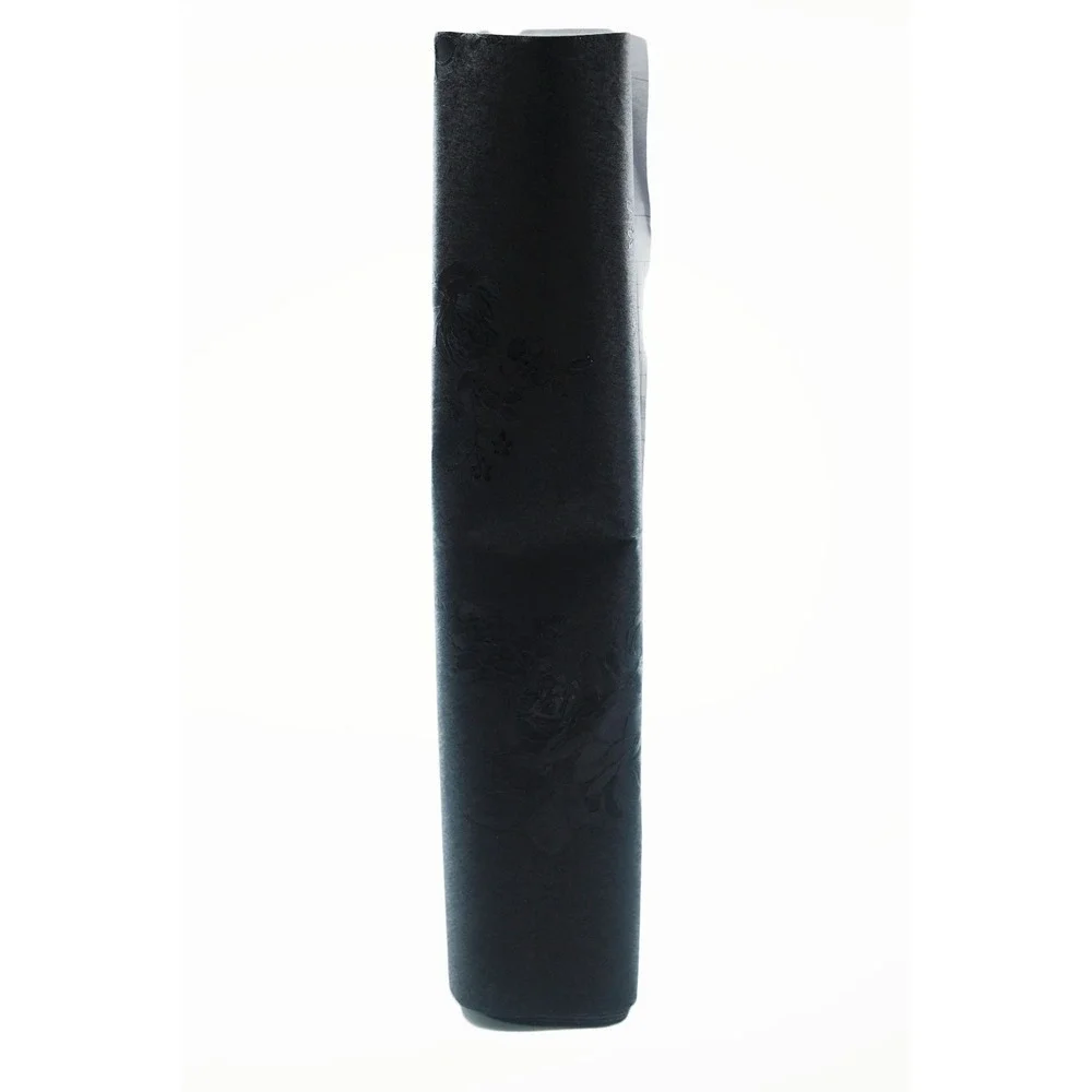 Black Floral Embossed Gift Wrapping Paper Roll Rose Pattern Elegant Decor